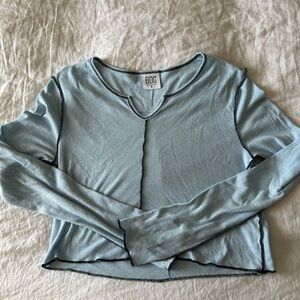 BDG Green Long Sleeve Fitted Crop Blouse